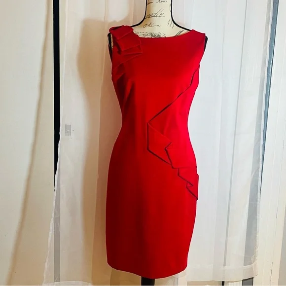 Cache Dresses | Y2k Cache Sexy Form Fitting Sheath Little Red Valentines Day Date Dress | Color: Red | Size: 10 | Tarajack888'S Closet